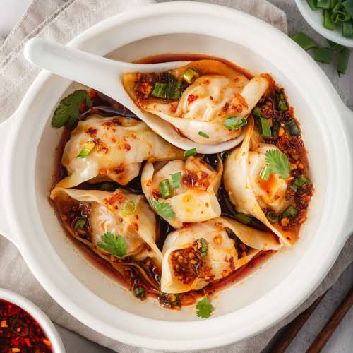 Red oil wontons